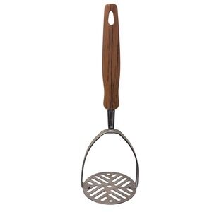 Vintage Ekco Potato Masher Stainless Steel Faux Wood Handle Made in USA 9.5"